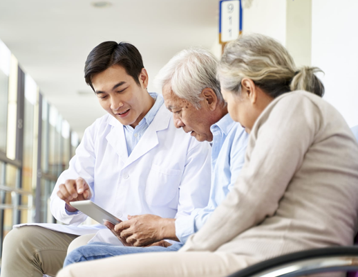 med-supplement Doctor speaking with patient and patient's loved one - Medicare supplement agents Staten island